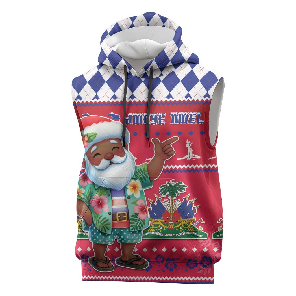 Haiti Christmas Sleeveless Hoodie Haitian Santa Jwaye Nwel - Wonder Print Shop