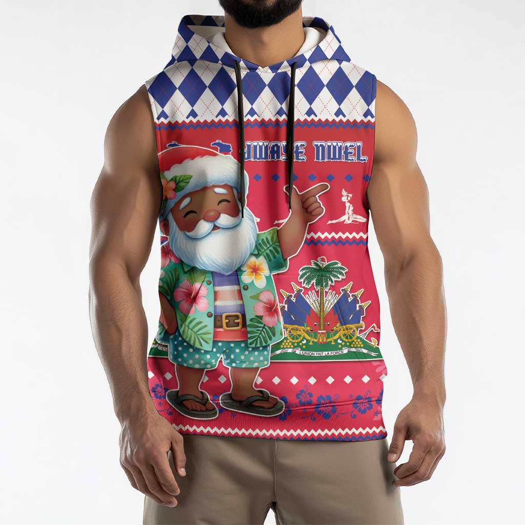 Haiti Christmas Sleeveless Hoodie Haitian Santa Jwaye Nwel - Wonder Print Shop