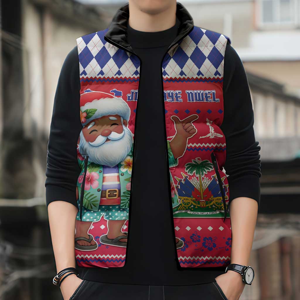 Haiti Christmas Sleeveless Puffer Jacket Haitian Santa Jwaye Nwel - Wonder Print Shop