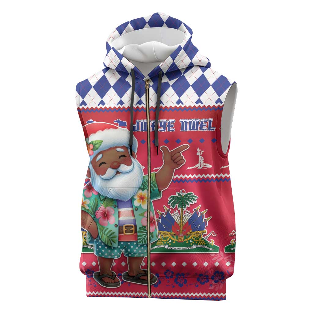 Haiti Christmas Sleeveless Zip Hoodie Haitian Santa Jwaye Nwel - Wonder Print Shop