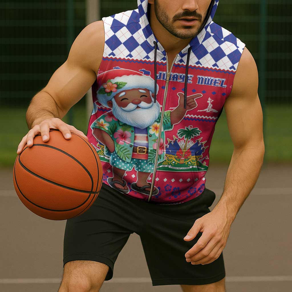 Haiti Christmas Sleeveless Zip Hoodie Haitian Santa Jwaye Nwel - Wonder Print Shop