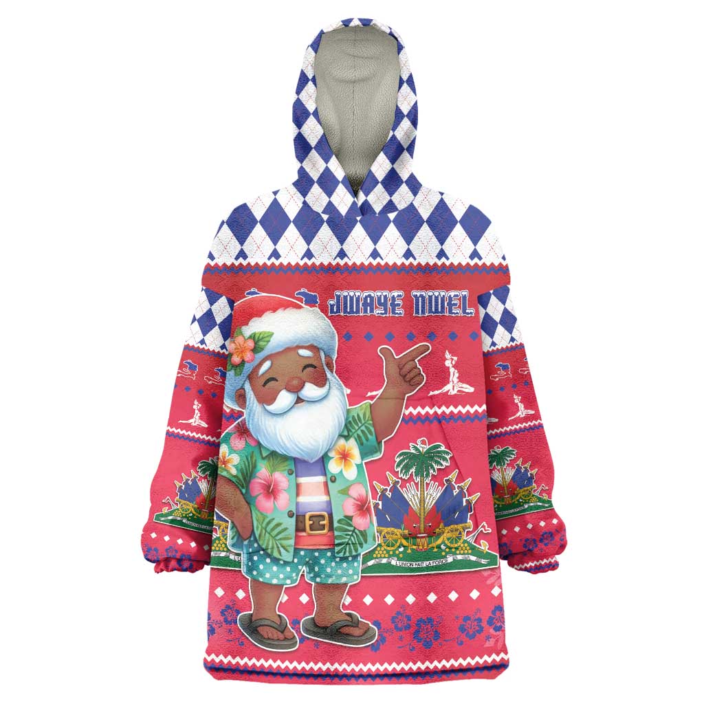Haiti Christmas Wearable Blanket Hoodie Haitian Santa Jwaye Nwel - Wonder Print Shop