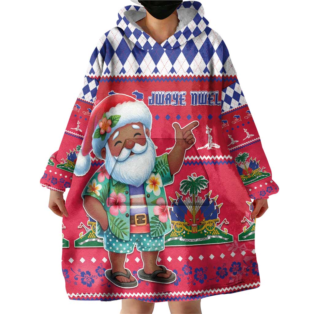 Haiti Christmas Wearable Blanket Hoodie Haitian Santa Jwaye Nwel - Wonder Print Shop