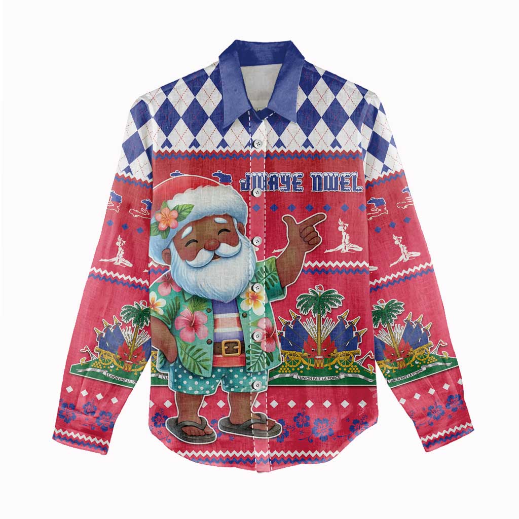 Haiti Christmas Women Casual Shirt Haitian Santa Jwaye Nwel - Wonder Print Shop