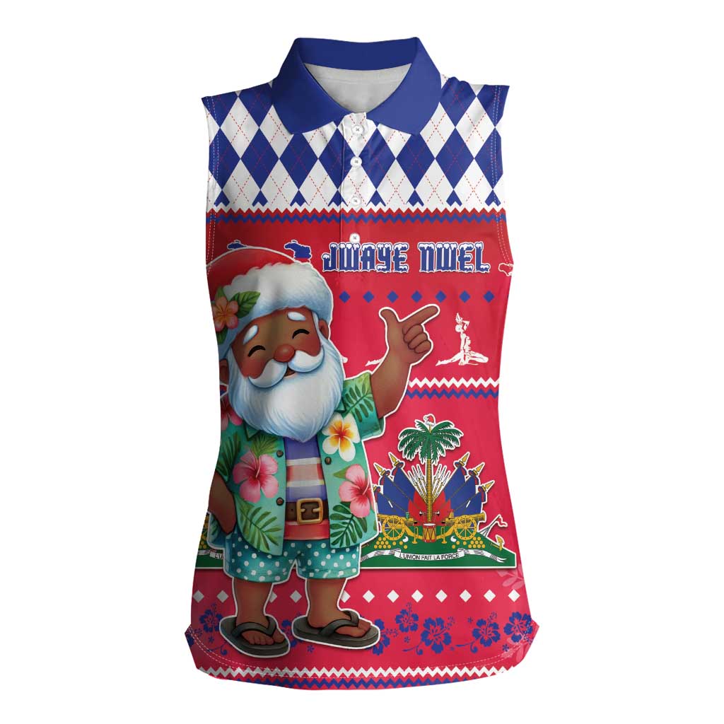 Haiti Christmas Women Sleeveless Polo Shirt Haitian Santa Jwaye Nwel - Wonder Print Shop