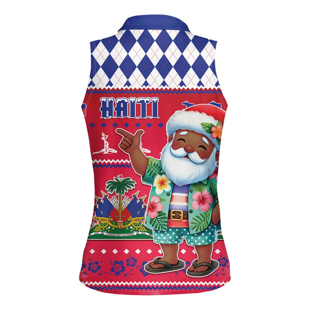 Haiti Christmas Women Sleeveless Polo Shirt Haitian Santa Jwaye Nwel - Wonder Print Shop