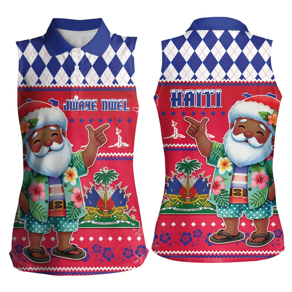 Haiti Christmas Women Sleeveless Polo Shirt Haitian Santa Jwaye Nwel - Wonder Print Shop