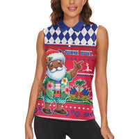 Haiti Christmas Women Sleeveless Polo Shirt Haitian Santa Jwaye Nwel - Wonder Print Shop