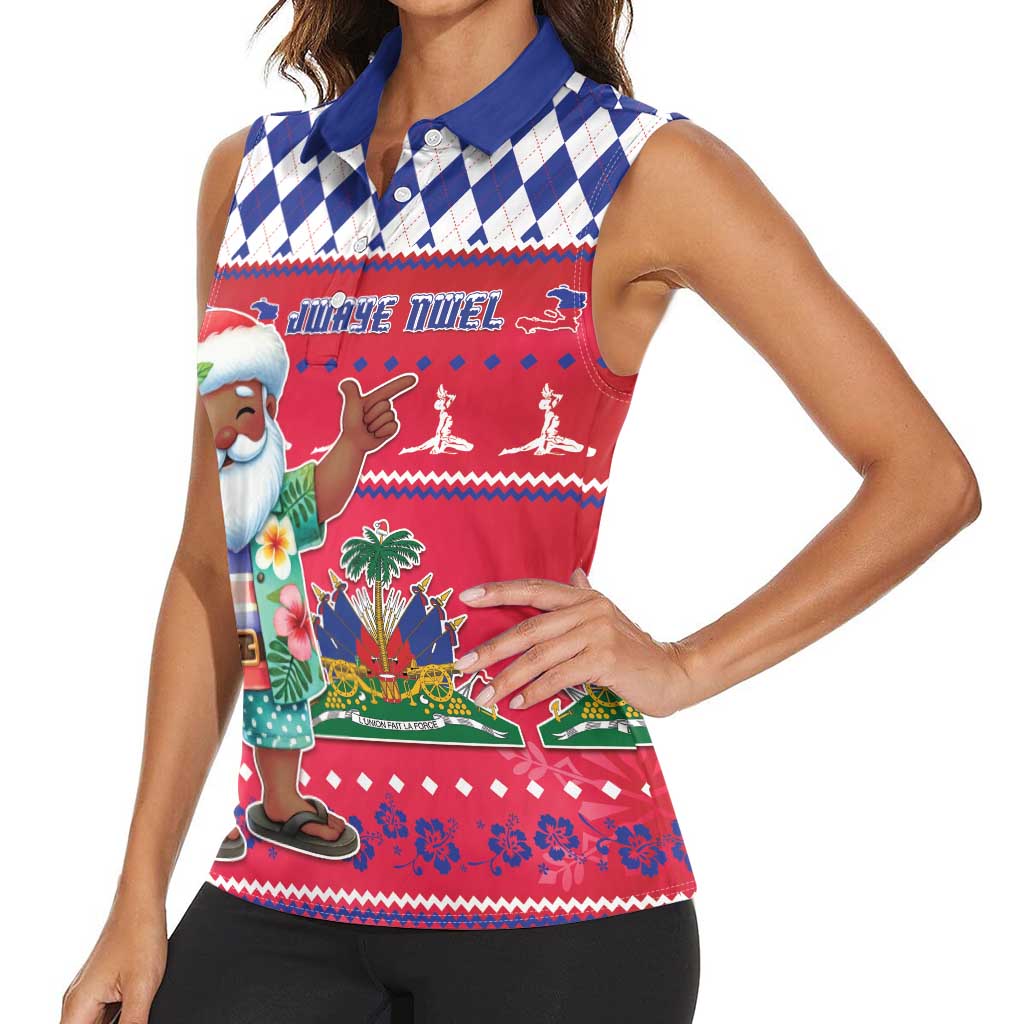 Haiti Christmas Women Sleeveless Polo Shirt Haitian Santa Jwaye Nwel - Wonder Print Shop