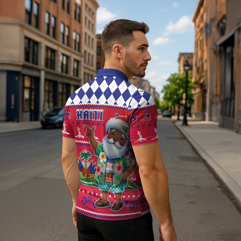 Haiti Christmas Zipper Polo Shirt Haitian Santa Jwaye Nwel LT05