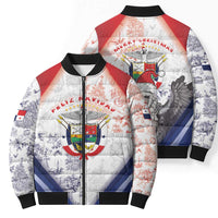 Panama Christmas Bomber Puffer Jacket Coat Of Arms Santa Harpy - Wonder Print Shop