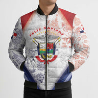 Panama Christmas Bomber Puffer Jacket Coat Of Arms Santa Harpy - Wonder Print Shop