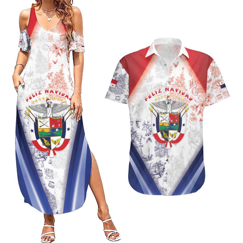 Panama Christmas Couples Matching Summer Maxi Dress and Hawaiian Shirt Coat Of Arms Santa Harpy - Wonder Print Shop