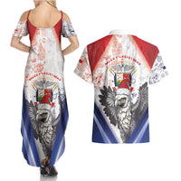 Panama Christmas Couples Matching Summer Maxi Dress and Hawaiian Shirt Coat Of Arms Santa Harpy - Wonder Print Shop