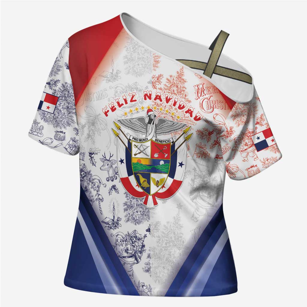 Panama Christmas Cross Shoulder Shirt Coat Of Arms Santa Harpy - Wonder Print Shop
