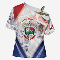 Panama Christmas Cross Shoulder Shirt Coat Of Arms Santa Harpy - Wonder Print Shop