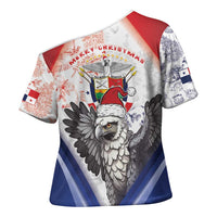 Panama Christmas Cross Shoulder Shirt Coat Of Arms Santa Harpy - Wonder Print Shop