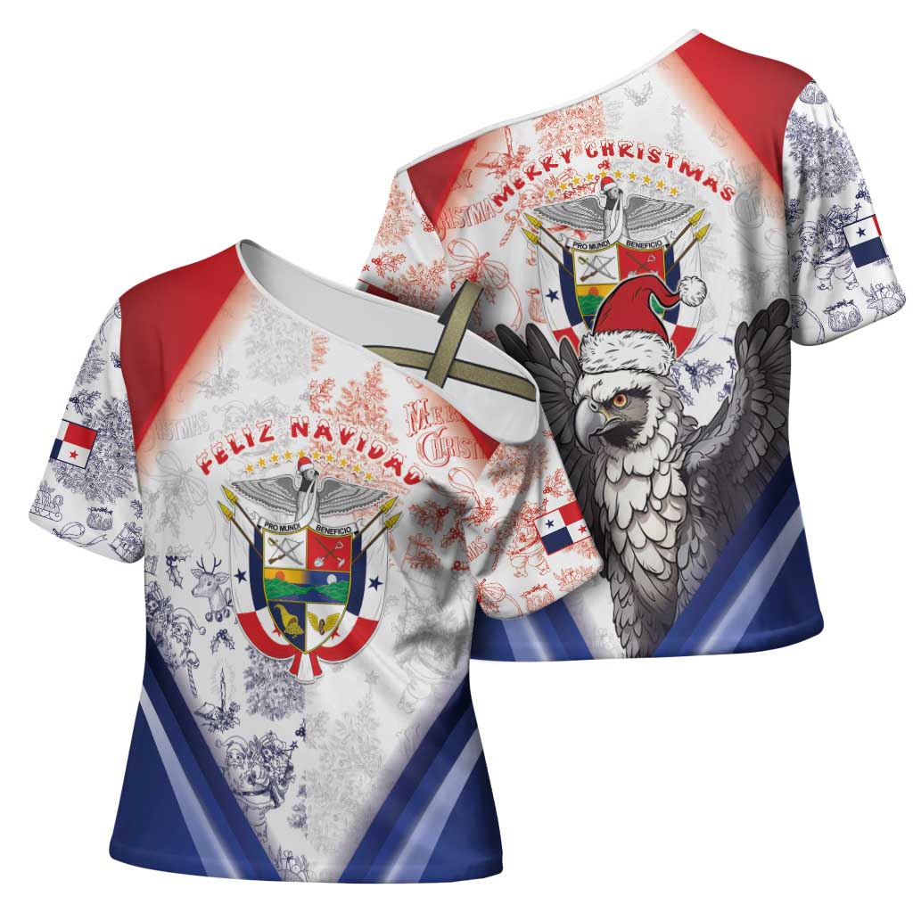 Panama Christmas Cross Shoulder Shirt Coat Of Arms Santa Harpy - Wonder Print Shop