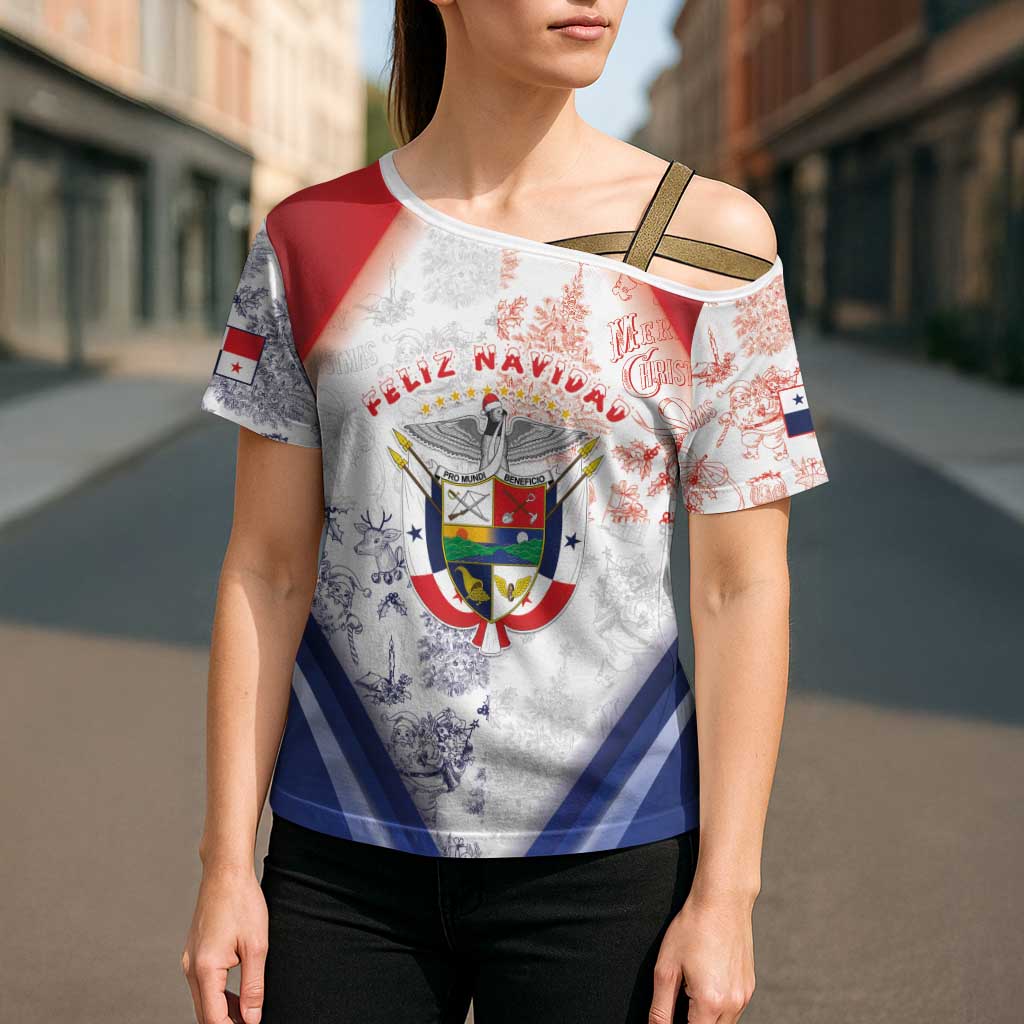Panama Christmas Cross Shoulder Shirt Coat Of Arms Santa Harpy - Wonder Print Shop
