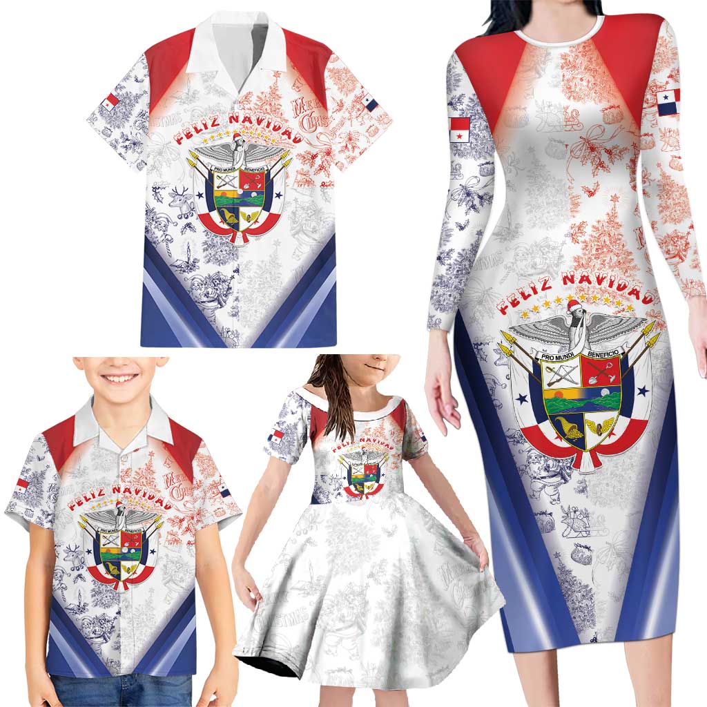 Panama Christmas Family Matching Long Sleeve Bodycon Dress and Hawaiian Shirt Coat Of Arms Santa Harpy - Wonder Print Shop