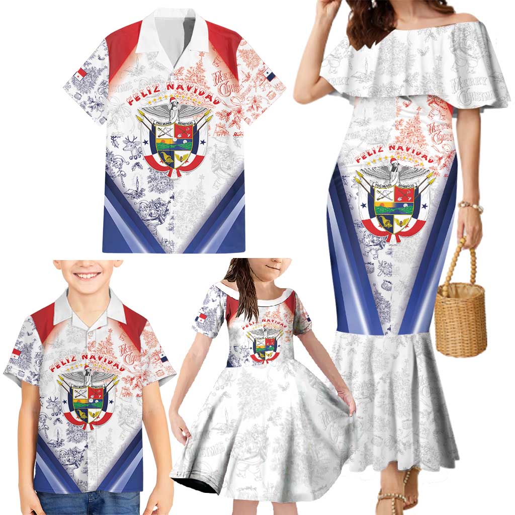 Panama Christmas Family Matching Mermaid Dress and Hawaiian Shirt Coat Of Arms Santa Harpy - Wonder Print Shop