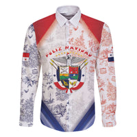 Panama Christmas Family Matching Off The Shoulder Long Sleeve Dress and Hawaiian Shirt Coat Of Arms Santa Harpy - Wonder Print Shop