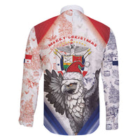 Panama Christmas Family Matching Off The Shoulder Long Sleeve Dress and Hawaiian Shirt Coat Of Arms Santa Harpy - Wonder Print Shop