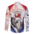 Panama Christmas Family Matching Off The Shoulder Long Sleeve Dress and Hawaiian Shirt Coat Of Arms Santa Harpy - Wonder Print Shop