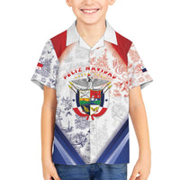 Panama Christmas Family Matching Off The Shoulder Long Sleeve Dress and Hawaiian Shirt Coat Of Arms Santa Harpy - Wonder Print Shop