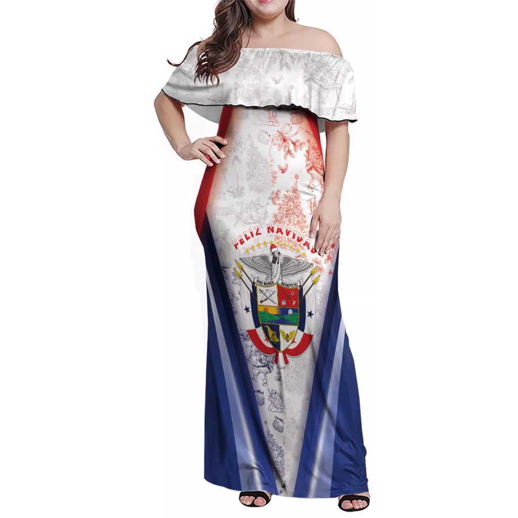Panama Christmas Family Matching Off Shoulder Maxi Dress and Hawaiian Shirt Coat Of Arms Santa Harpy - Wonder Print Shop