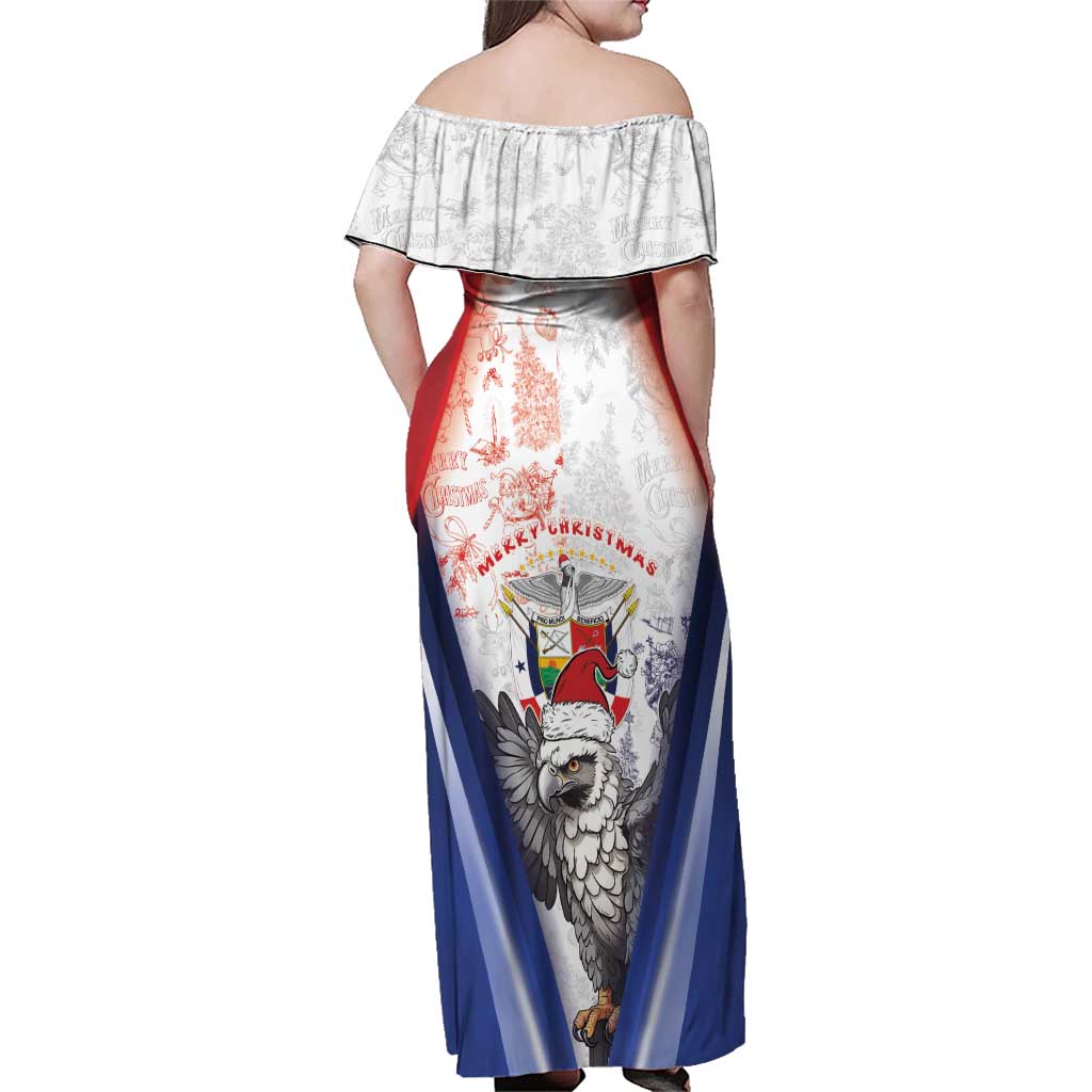 Panama Christmas Family Matching Off Shoulder Maxi Dress and Hawaiian Shirt Coat Of Arms Santa Harpy - Wonder Print Shop