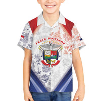 Panama Christmas Family Matching Off Shoulder Short Dress and Hawaiian Shirt Coat Of Arms Santa Harpy - Wonder Print Shop