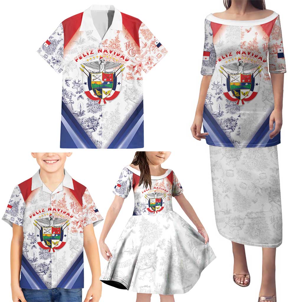 Panama Christmas Family Matching Puletasi and Hawaiian Shirt Coat Of Arms Santa Harpy - Wonder Print Shop