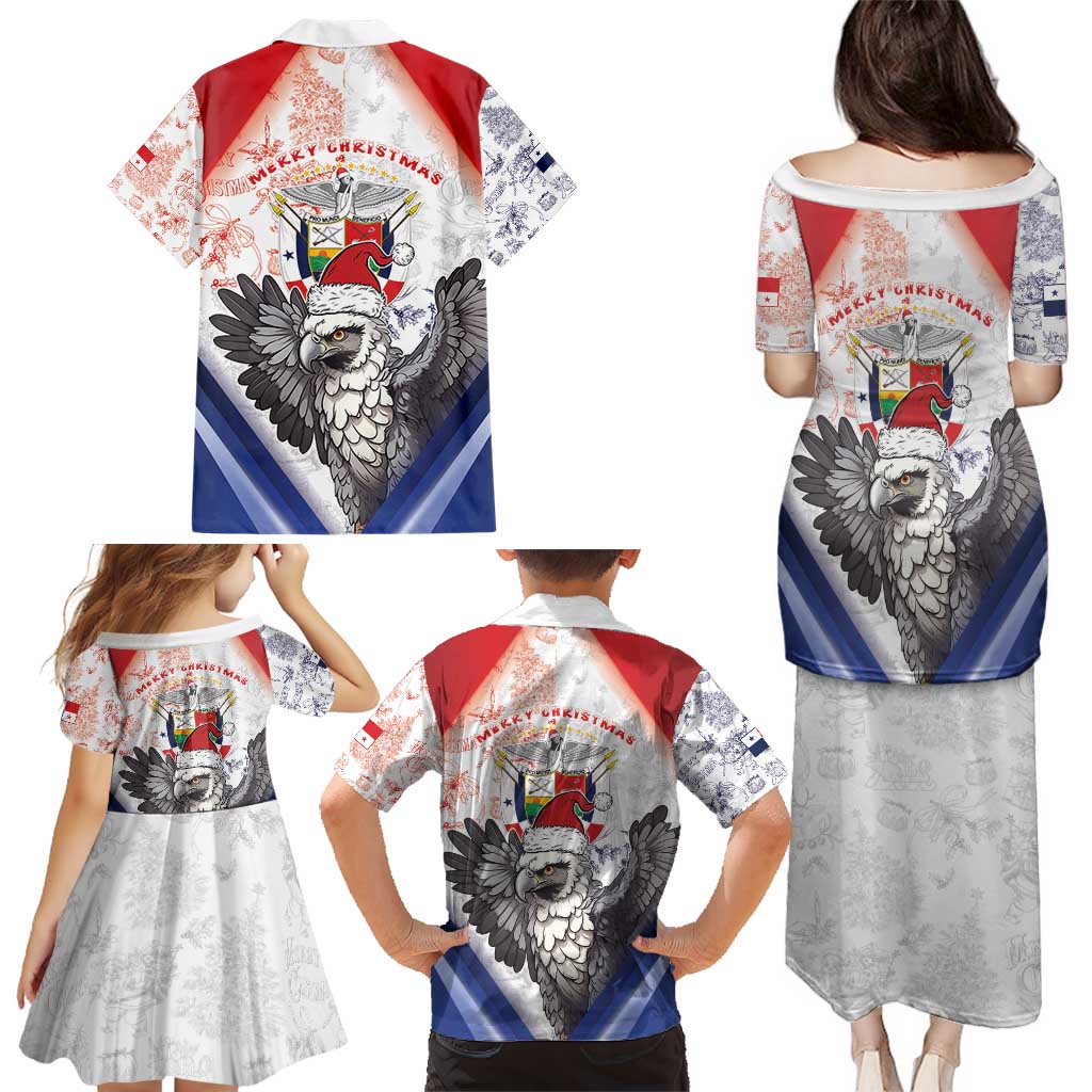 Panama Christmas Family Matching Puletasi and Hawaiian Shirt Coat Of Arms Santa Harpy - Wonder Print Shop