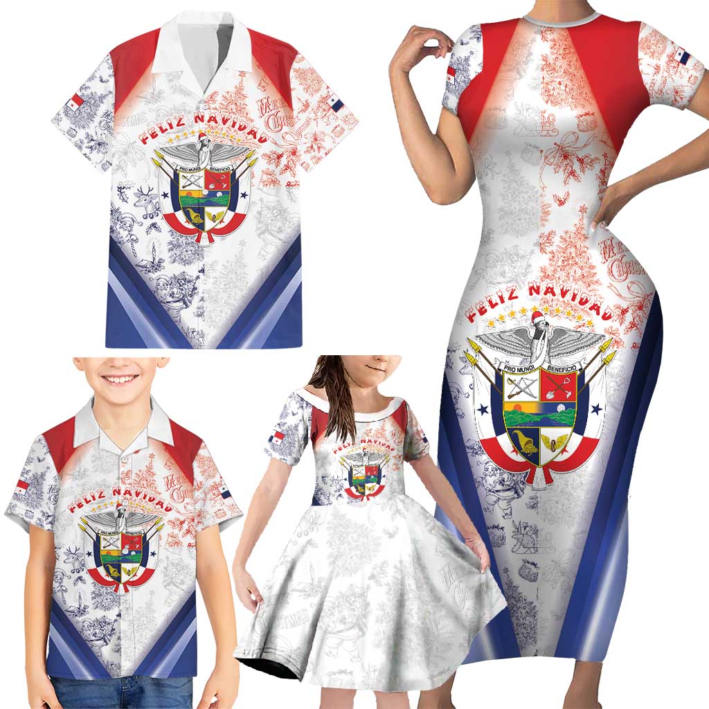 Panama Christmas Family Matching Short Sleeve Bodycon Dress and Hawaiian Shirt Coat Of Arms Santa Harpy - Wonder Print Shop