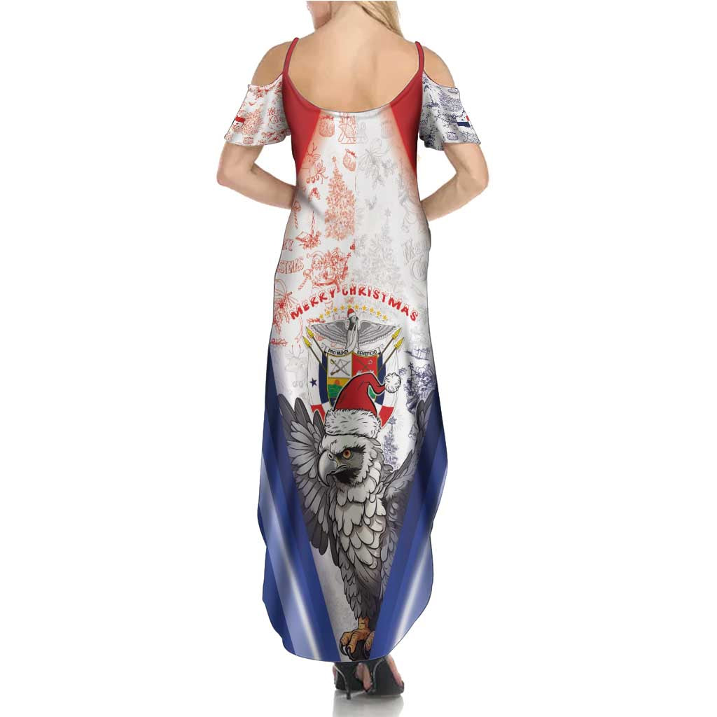 Panama Christmas Family Matching Summer Maxi Dress and Hawaiian Shirt Coat Of Arms Santa Harpy - Wonder Print Shop