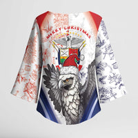 Panama Christmas Kimono Sleeve Blouse Coat Of Arms Santa Harpy - Wonder Print Shop
