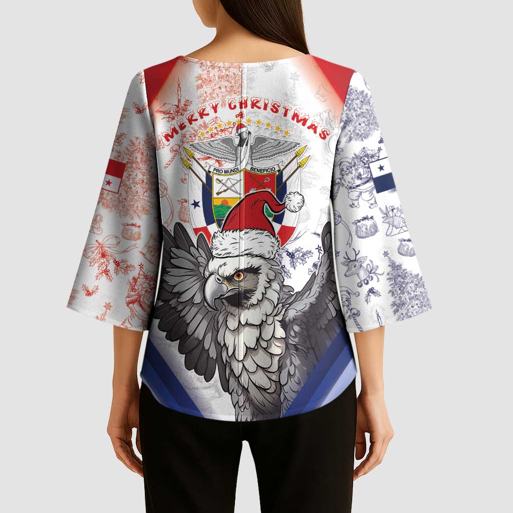 Panama Christmas Kimono Sleeve Blouse Coat Of Arms Santa Harpy - Wonder Print Shop