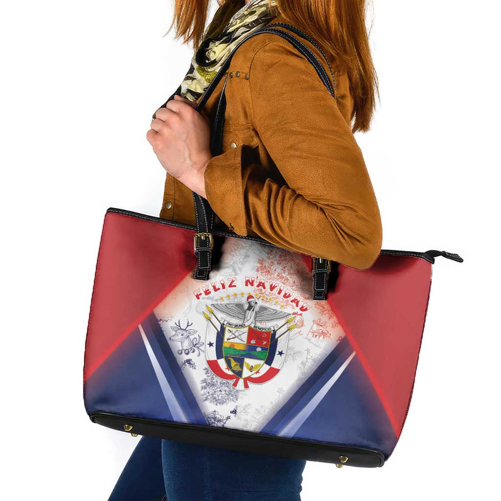 Panama Christmas Leather Tote Bag Coat Of Arms Santa Harpy - Wonder Print Shop