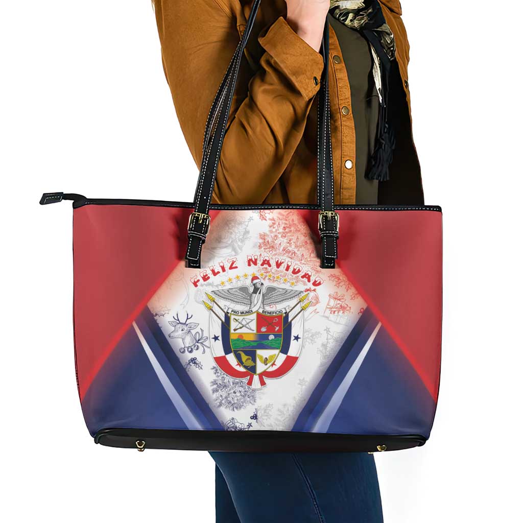Panama Christmas Leather Tote Bag Coat Of Arms Santa Harpy - Wonder Print Shop