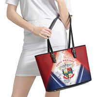 Panama Christmas Leather Tote Bag Coat Of Arms Santa Harpy - Wonder Print Shop