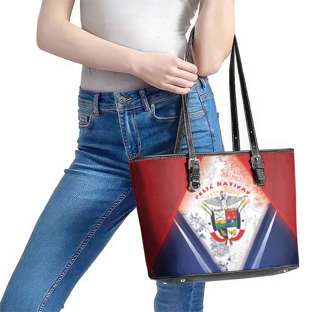 Panama Christmas Leather Tote Bag Coat Of Arms Santa Harpy - Wonder Print Shop