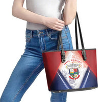 Panama Christmas Leather Tote Bag Coat Of Arms Santa Harpy - Wonder Print Shop