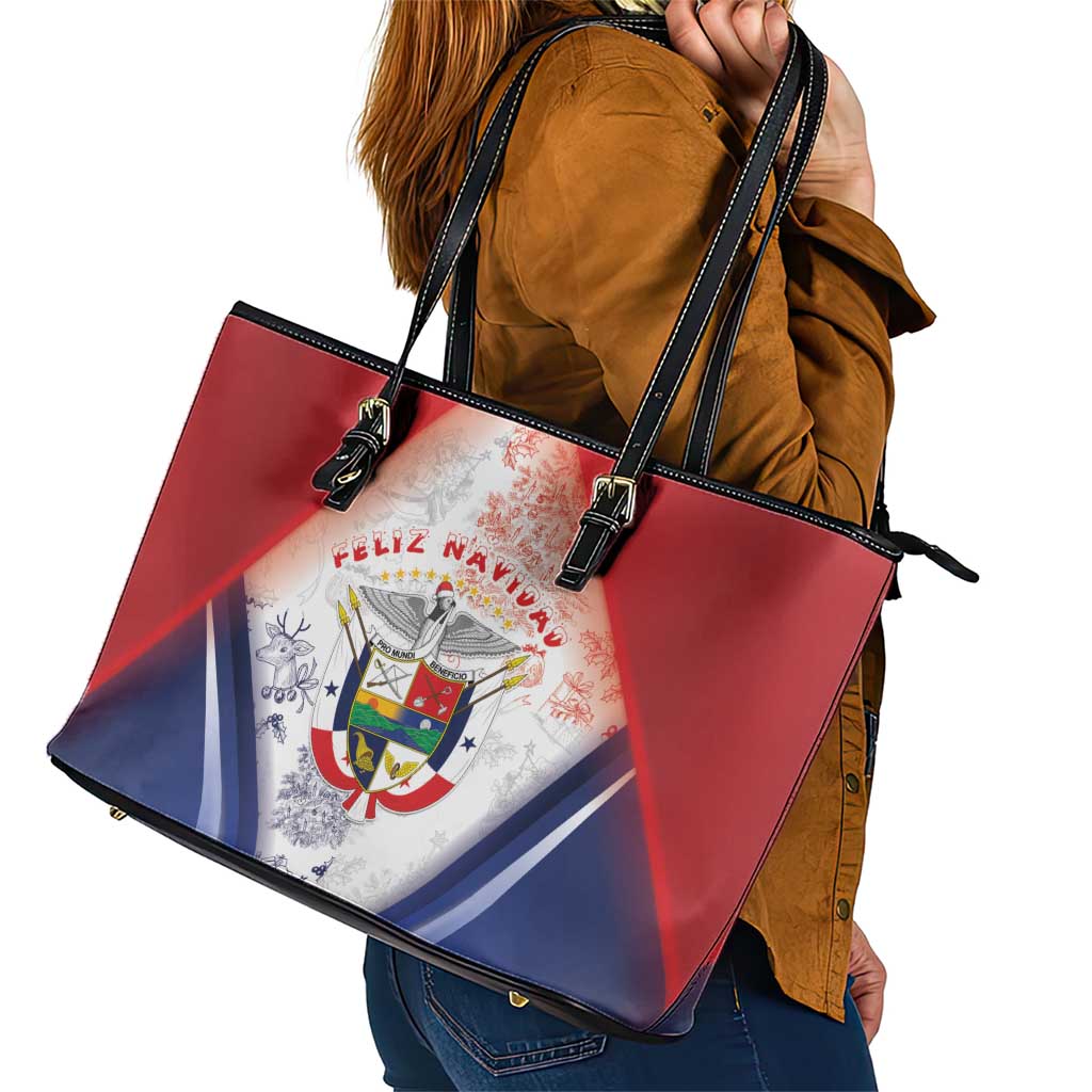 Panama Christmas Leather Tote Bag Coat Of Arms Santa Harpy - Wonder Print Shop
