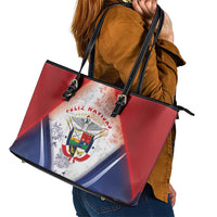 Panama Christmas Leather Tote Bag Coat Of Arms Santa Harpy - Wonder Print Shop