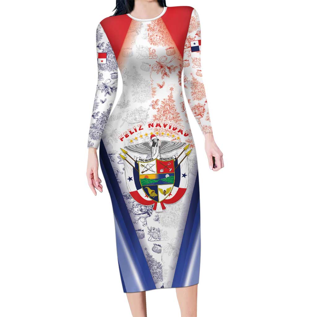Panama Christmas Long Sleeve Bodycon Dress Coat Of Arms Santa Harpy - Wonder Print Shop