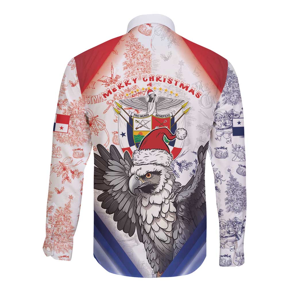 Panama Christmas Long Sleeve Button Shirt Coat Of Arms Santa Harpy - Wonder Print Shop