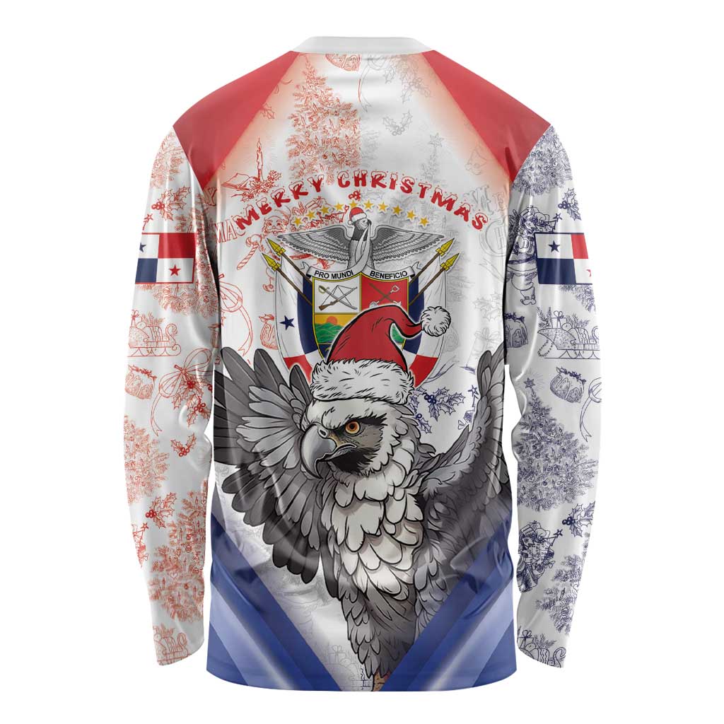 Panama Christmas Long Sleeve Shirt Coat Of Arms Santa Harpy - Wonder Print Shop