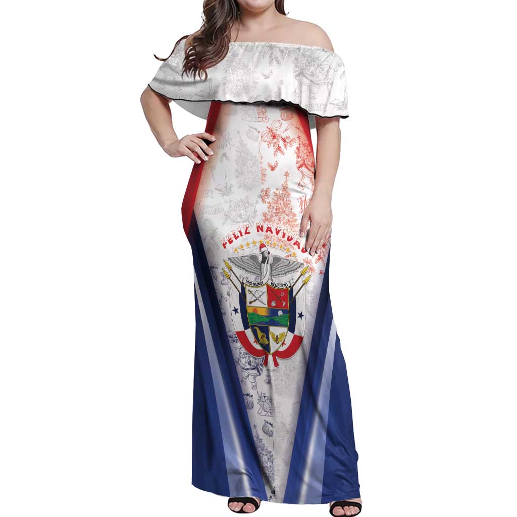 Panama Christmas Off Shoulder Maxi Dress Coat Of Arms Santa Harpy - Wonder Print Shop