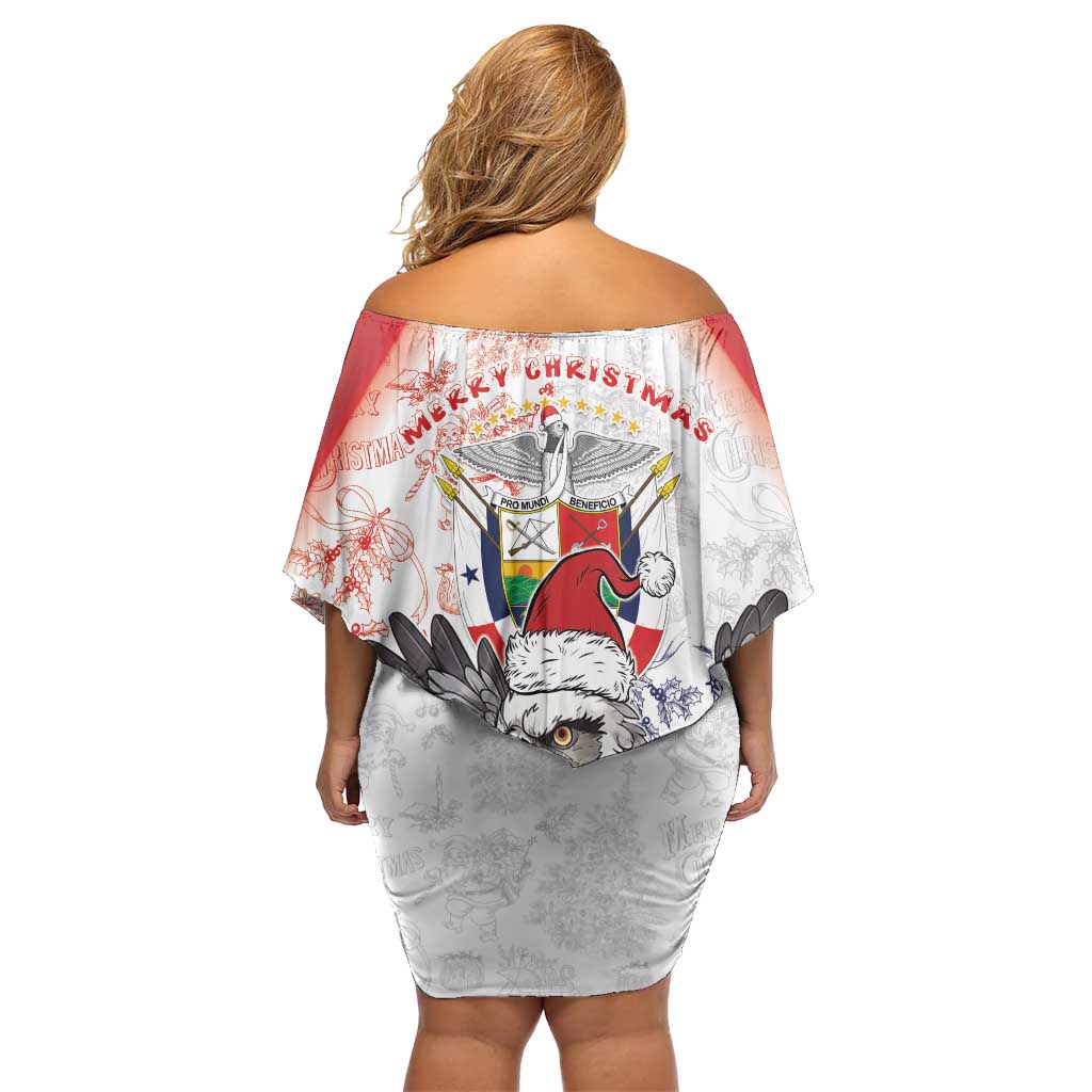 Panama Christmas Off Shoulder Short Dress Coat Of Arms Santa Harpy - Wonder Print Shop